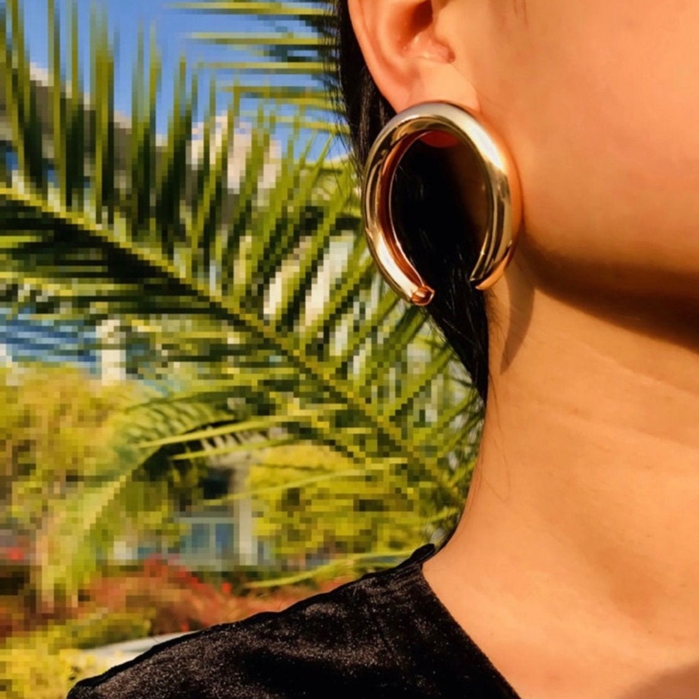 Large Gold Horn Stud Earrings